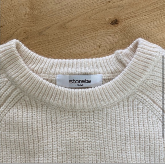 Storets Ivory Rib Knit Crop Sweater Long Sleeve S - Picture 3 of 4